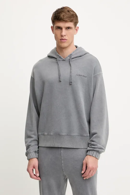 Φούτερ lounge Calvin Klein Underwear με κουκούλα γκρί LV00NM2894