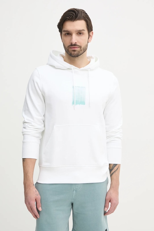 Хлопковая кофта Calvin Klein Jeans с капюшоном белый J30J327525