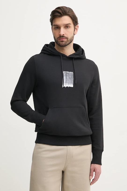 Bavlněná mikina Calvin Klein Jeans s kapucí černá J30J327525