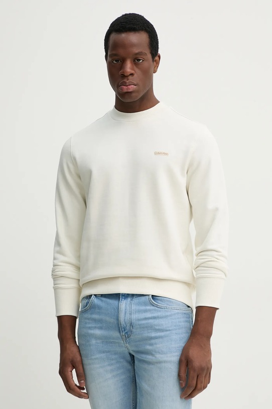 Pamučna dukserica Calvin Klein Jeans bez uzorka bež J30J327530