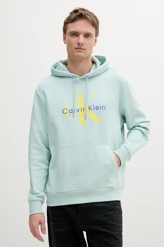 Кофта Calvin Klein Jeans з капюшоном бірюзовий LV040BM800