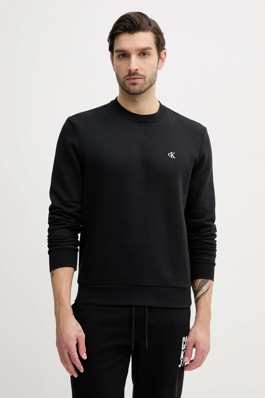 Mikina Calvin Klein Jeans bez kapuce černá LV040QM430