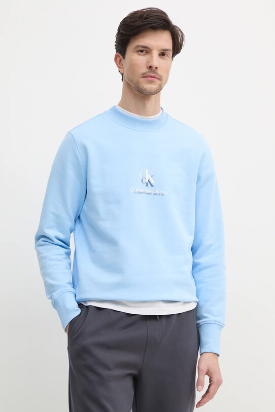 Бавовняна кофта Calvin Klein Jeans блакитний J30J327470