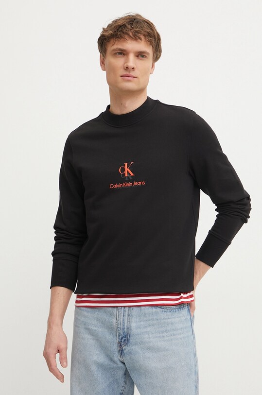 Bavlnená mikina Calvin Klein Jeans bavlna čierna J30J327470