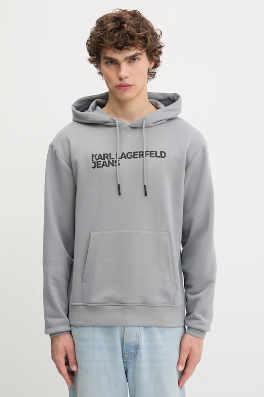 Mikina Karl Lagerfeld Jeans s kapucí šedá A2M20049