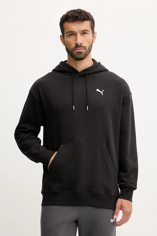 Бавовняна кофта Puma з капюшоном чорний 629648