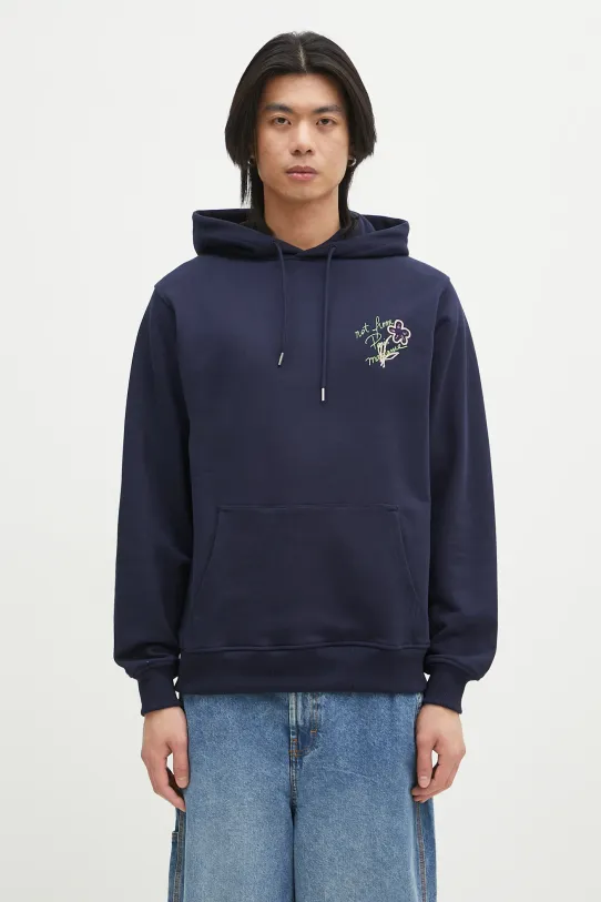 Памучен суичър Drôle de Monsieur Le Hoodie Slogan Esquisse щампа тъмносин G.HO150.CO127.NY