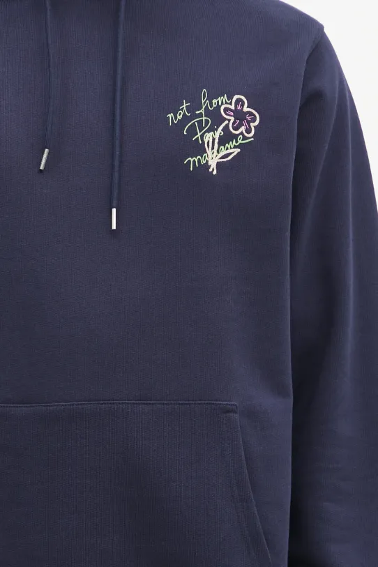 Памучен суичър Drôle de Monsieur Le Hoodie Slogan Esquisse тъмносин G.HO150.CO127.NY