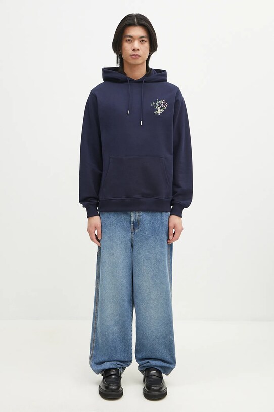 Памучен суичър Drôle de Monsieur Le Hoodie Slogan Esquisse G.HO150.CO127.NY тъмносин