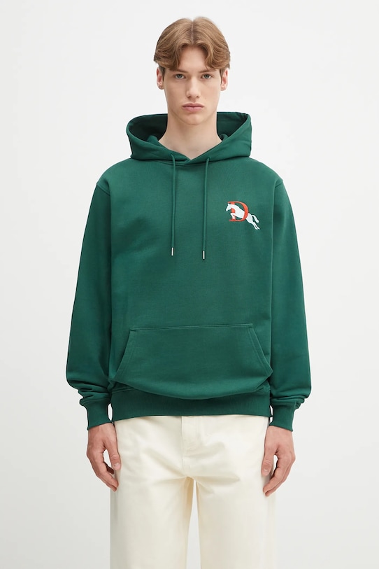 Oblečenie Bavlnená mikina Drôle de Monsieur Le Hoodie Polo G.HO178.CO200.DGN zelená