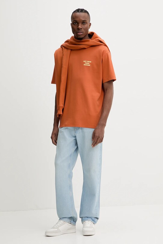 Bavlněná mikina Drôle de Monsieur Le Hoodie Slogan G.HO162.CO127.RT oranžová SS25