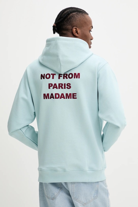 Bavlnená mikina Drôle de Monsieur Le Hoodie Slogan potlač tyrkysová G.HO162.CO127.LBE