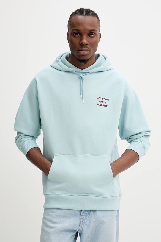 Oblečenie Bavlnená mikina Drôle de Monsieur Le Hoodie Slogan G.HO162.CO127.LBE tyrkysová