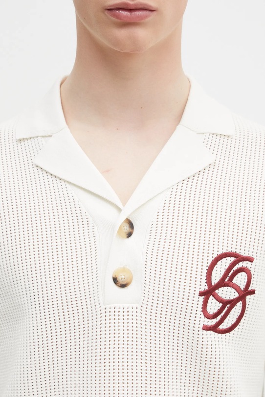 Drôle de Monsieur cotton polo shirt Le Polo Maille Monograme beige G.PO171.CO207.CM