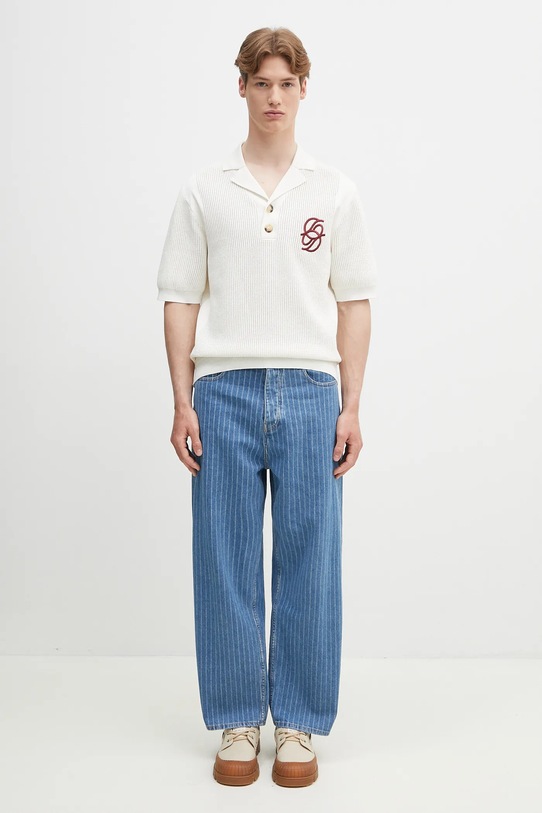 Drôle de Monsieur cotton polo shirt Le Polo Maille Monograme G.PO171.CO207.CM beige
