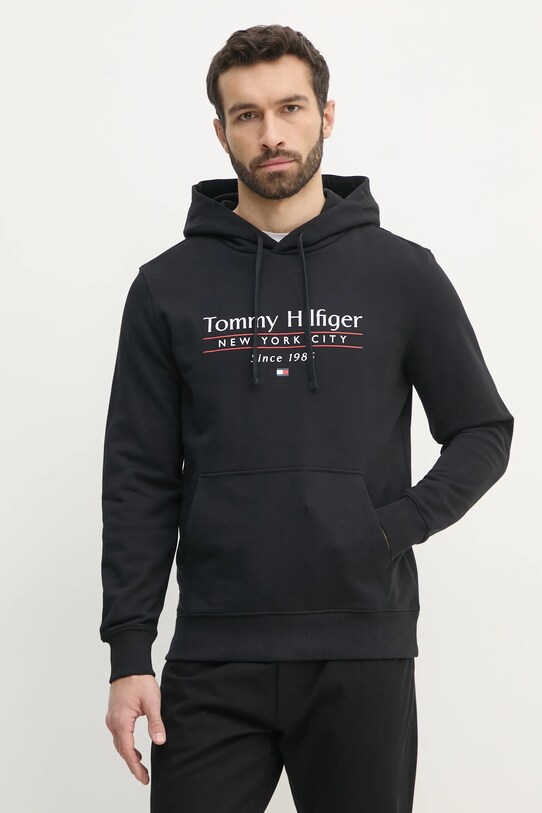 Хлопковая кофта Tommy Hilfiger с капюшоном чёрный MW0MW38672