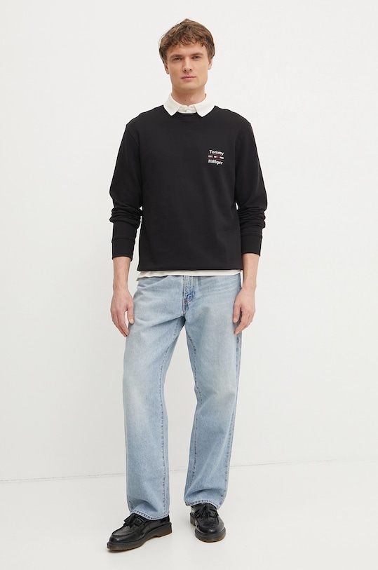 Tommy Hilfiger hanorac de bumbac MW0MW38673 negru SS25