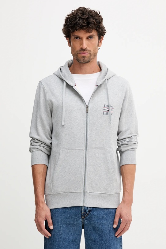 Бавовняна кофта Tommy Hilfiger з капюшоном сірий MW0MW39250
