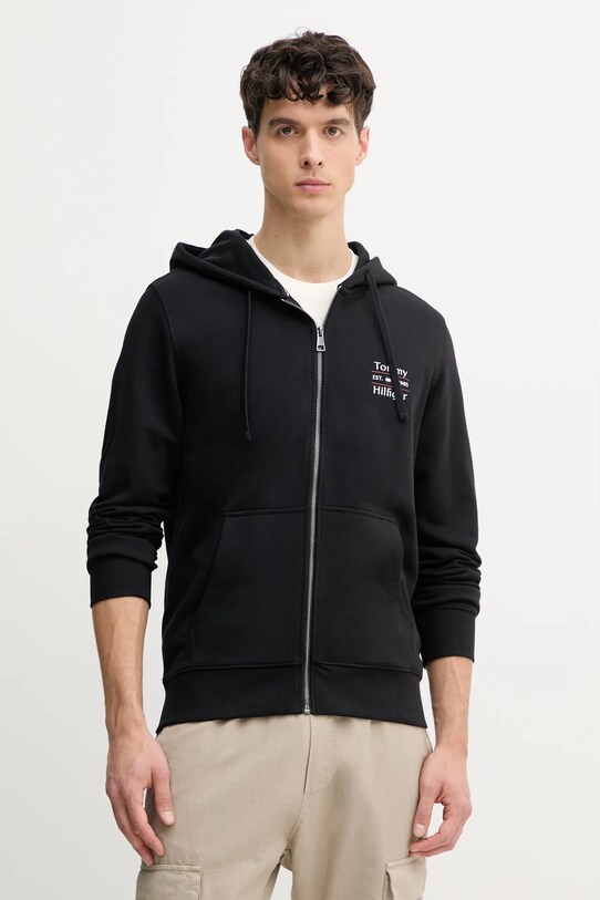 Хлопковая кофта Tommy Hilfiger с капюшоном чёрный MW0MW39250