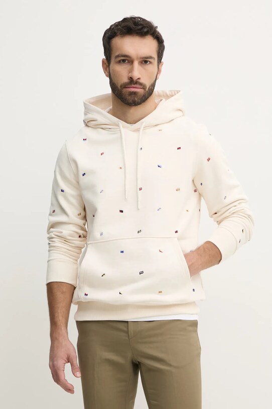 Βαμβακερή μπλούζα Tommy Hilfiger με κουκούλα μπεζ MW0MW39310