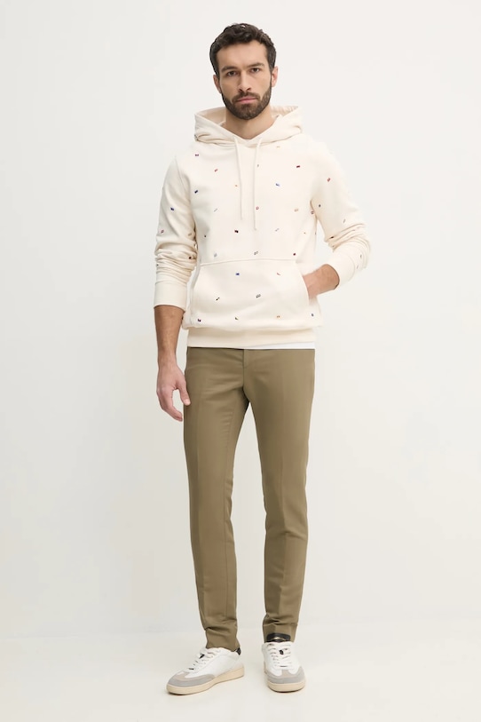 Βαμβακερή μπλούζα Tommy Hilfiger MW0MW39310 μπεζ SS25