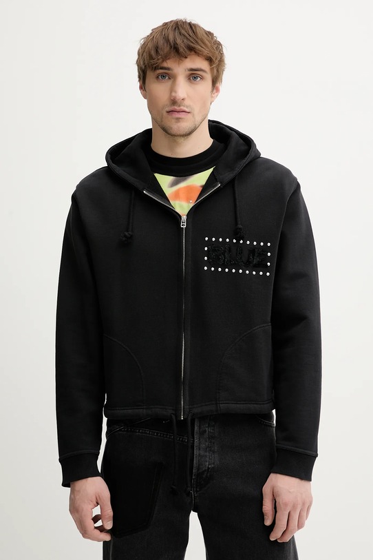 Bavlněná mikina BLUEMARBLE s kapucí černá HO19.FL05BA25