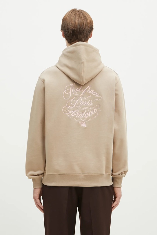 Одежда Хлопковая кофта Drôle de Monsieur Le Hoodie Slogan Vignes F.HO175.CO127.BG бежевый