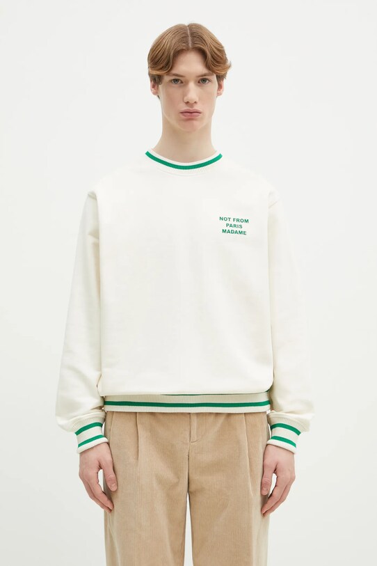 Drôle de Monsieur hanorac de bumbac Le Sweatshirt Slogan Sport print bej F.SW140.CO127.CM