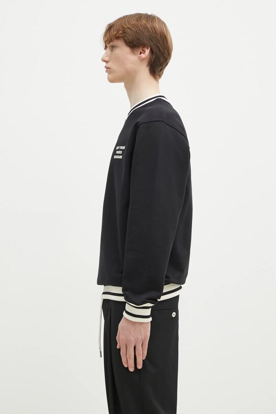 Bavlněná mikina Drôle de Monsieur Le Sweatshirt Slogan Sport F.SW140.CO127.BL černá SS25