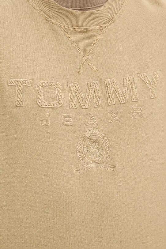 Βαμβακερή μπλούζα Tommy Jeans DM0DM20827 μπεζ