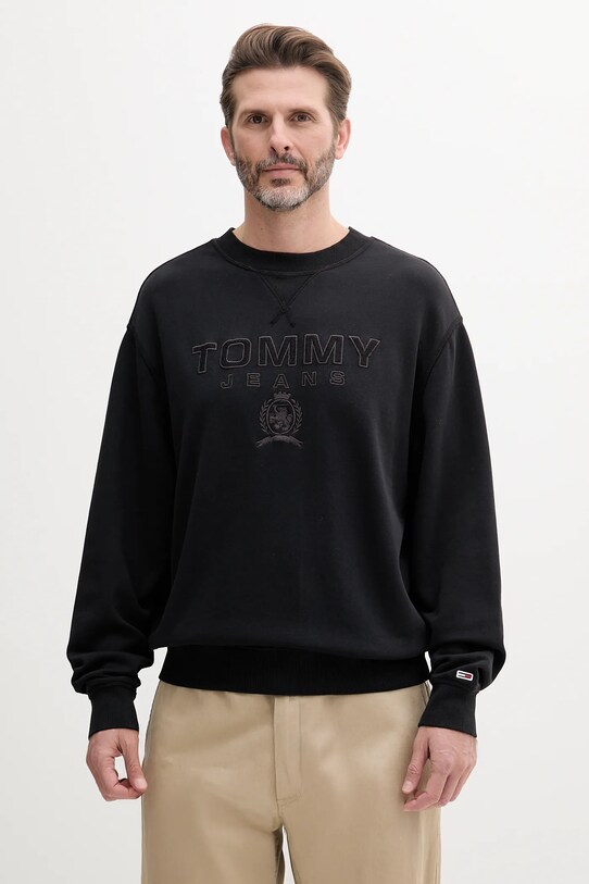 Tommy Jeans hanorac de bumbac imprimeu negru DM0DM20827