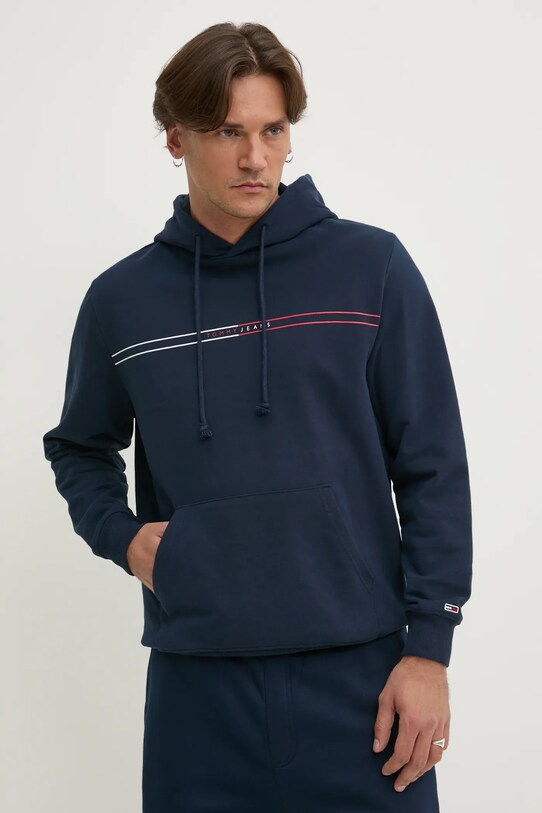 Tommy Jeans hanorac de bumbac print bleumarin DM0DM20847