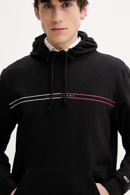 Bombažen pulover Tommy Jeans črna DM0DM20847
