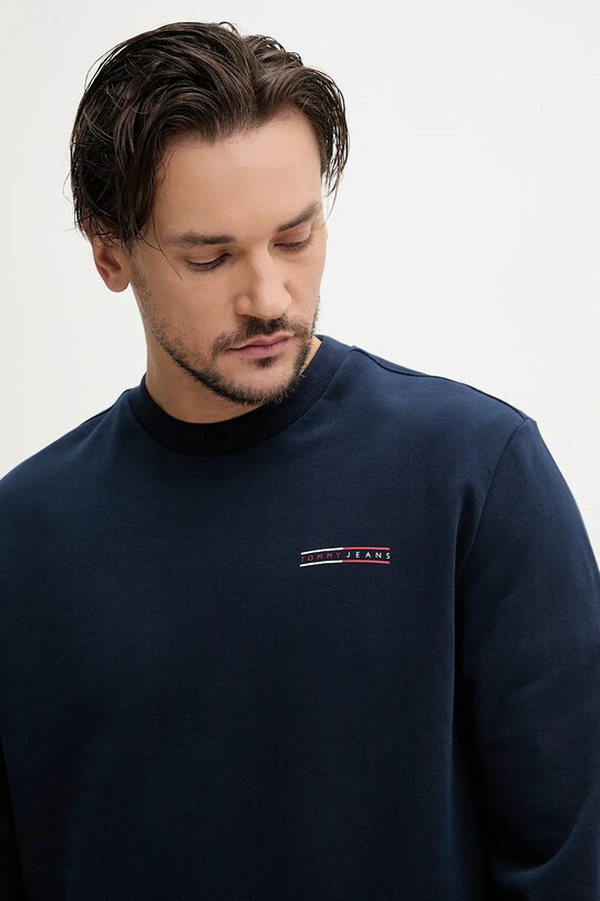 Bavlněná mikina Tommy Jeans námořnická modř DM0DM20849
