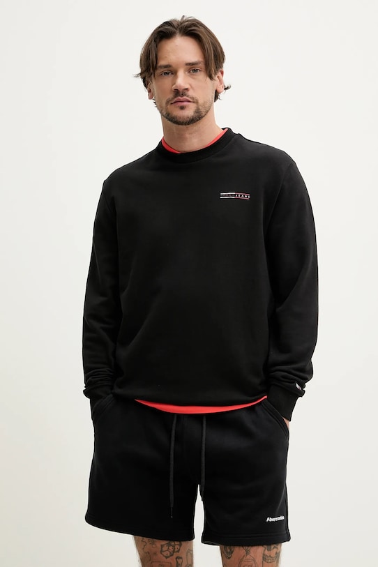 Bavlněná mikina Tommy Jeans bez kapuce černá DM0DM20849