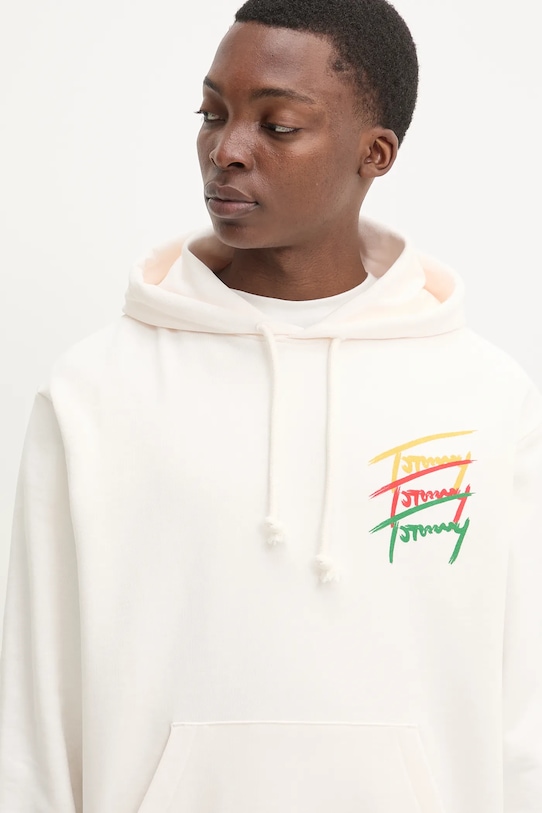 Bombažen pulover Tommy Jeans bež DM0DM21372