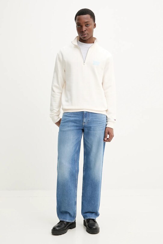 Bavlněná mikina Tommy Jeans DM0DM21865 béžová SS25