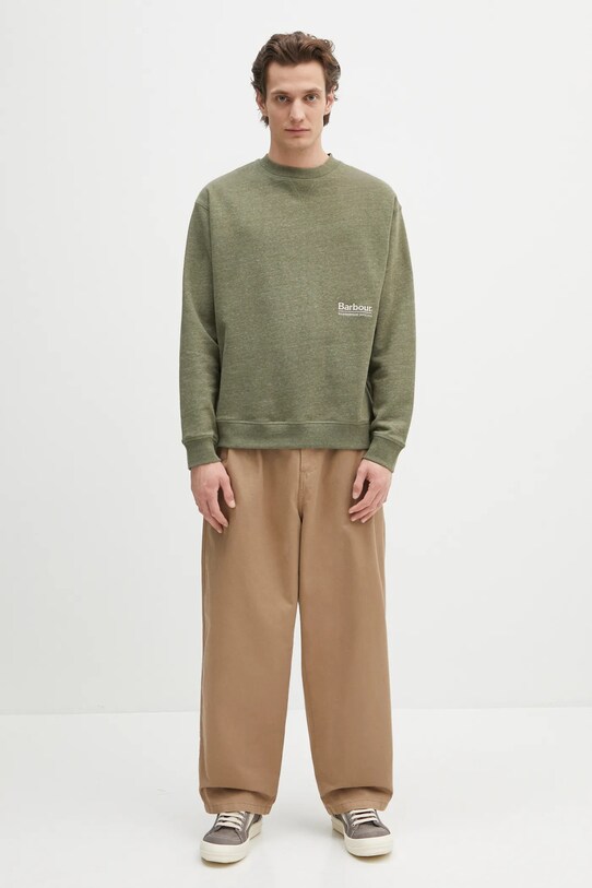 Dukserica Barbour Barbour Calton OS Fit Crew Sweatshirt MOL0676 zelena