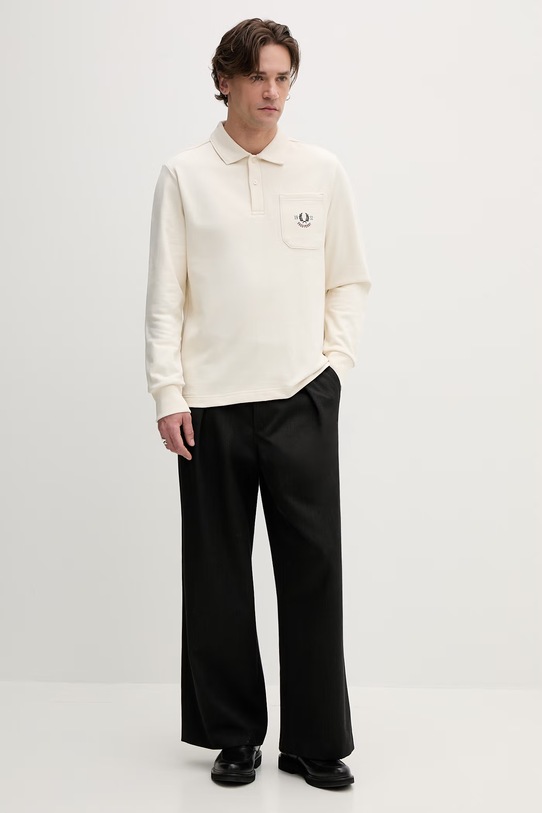 Fred Perry bluza bawełniana M9846.560 beżowy SS25