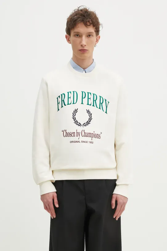 Fred Perry felpa in cotone applique beige M9891.560