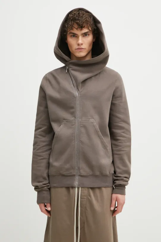 Bavlnená mikina Rick Owens Mountain jednofarebný hnedá DU01E3286.F