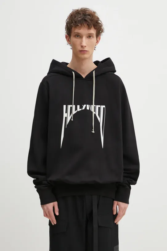 Pamučna dukserica Rick Owens Oversized print crna DU01E3262.FEP2P