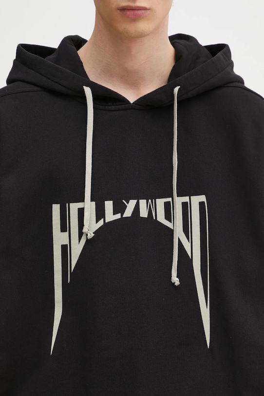 Βαμβακερή μπλούζα Rick Owens Oversized μαύρο DU01E3262.FEP2P