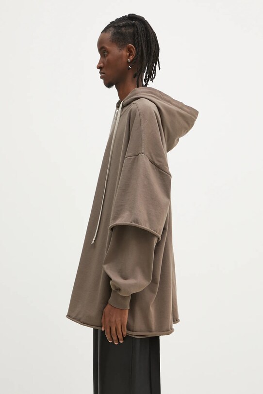 Rick Owens bluza bawełniana Tommy Hustler DU01E3271.RIG brązowy SS25