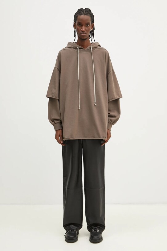 Rick Owens bluza bawełniana Tommy Hustler DU01E3271.RIG brązowy