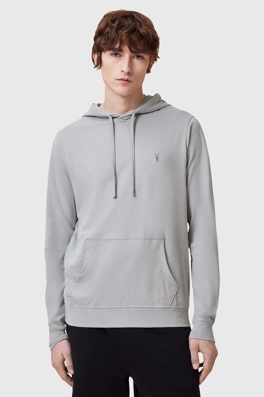 Хлопковая кофта AllSaints BRACE с капюшоном серый M034JB