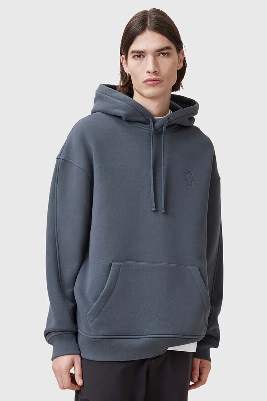 Хлопковая кофта AllSaints HAVEN с капюшоном серый M004NB