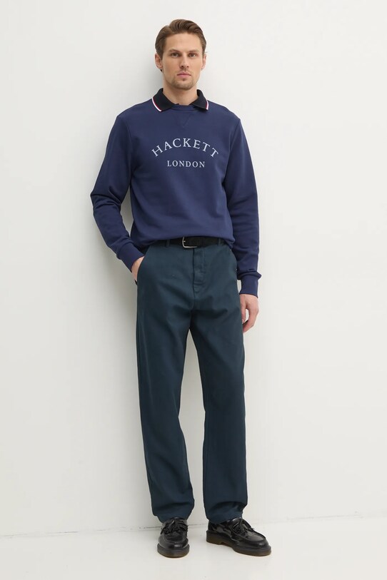 Bavlněná mikina Hackett London HM581345 námořnická modř SS25