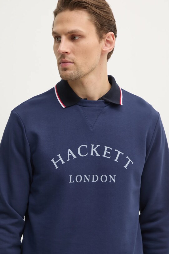 Bavlněná mikina Hackett London námořnická modř HM581345