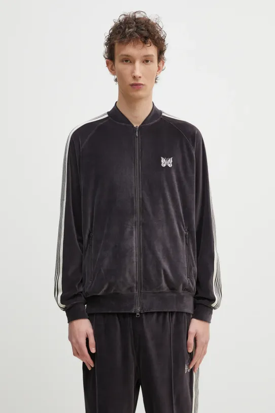 Needles bluză din velur Rib Collar Track fara gluga maro QV319